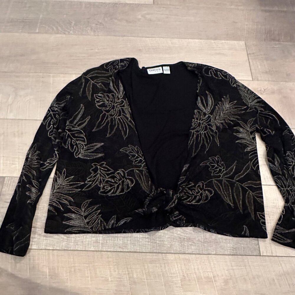 CHICO'S WOMENS TRAVELERS SIZE 2 BLACK CARDIGAN SWEATER US SIZE 12